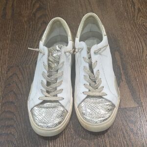 Dolce Vita White And Gold Sneakers Size 8